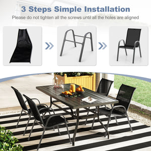Stackable design for space-saving<br>Lightweight structure for easy movement<br>Fit your body curve perfectly with incline backrest and wide seat<br>Ergonomic armrest for arm relaxation<br>High-quality fabric for breathability and fast drying<br>Hold up t