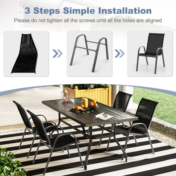 Stackable design for space-saving<br>Lightweight structure for easy movement<br>Fit your body curve perfectly with incline backrest and wide seat<br>Ergonomic armrest for arm relaxation<br>High-quality fabric for breathability and fast drying<br>Hold up t