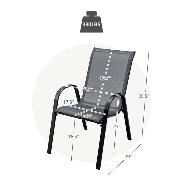 Stackable design for space-saving<br>Lightweight structure for easy movement<br>Fit your body curve perfectly with incline backrest and wide seat<br>Ergonomic armrest for arm relaxation<br>High-quality fabric for breathability and fast drying<br>Hold up t