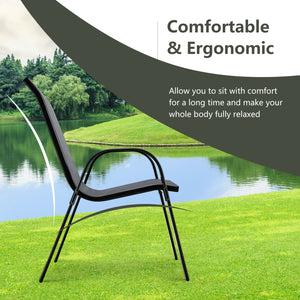 Stackable design for space-saving<br>Lightweight structure for easy movement<br>Fit your body curve perfectly with incline backrest and wide seat<br>Ergonomic armrest for arm relaxation<br>High-quality fabric for breathability and fast drying<br>Hold up t