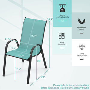 Stackable design for space-saving<br>Lightweight structure for easy movement<br>Fit your body curve perfectly with incline backrest and wide seat<br>Ergonomic armrest for arm relaxation<br>High-quality fabric for breathability and fast drying<br>Hold up t