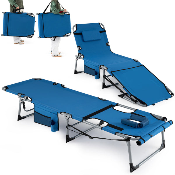 Face hole with U-shaped padding ensures comfortable lying face down<br>Arm openings provide additional relaxation during sunbathing<br>Face hole cover maintains cleanliness and offers more versatility<br>4-level adjustable backrest offers customizable rec