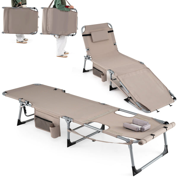 Face hole with U-shaped padding ensures comfortable lying face down<br>Arm openings provide additional relaxation during sunbathing<br>Face hole cover maintains cleanliness and offers more versatility<br>4-level adjustable backrest offers customizable rec