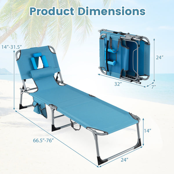 4-position adjustable back customized for different postures<br>2 footrest positions with flexible joints for more coziness<br>Built-in face hole and arm holes for face-down position<br>Removable head pillow enhances the comfort of lying<br>Folding chair 