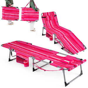 Face hole with U-shaped padding ensures comfortable lying face down<br>Arm openings provide additional relaxation during sunbathing<br>Face hole cover maintains cleanliness and offers more versatility<br>4-level adjustable backrest offers customizable rec