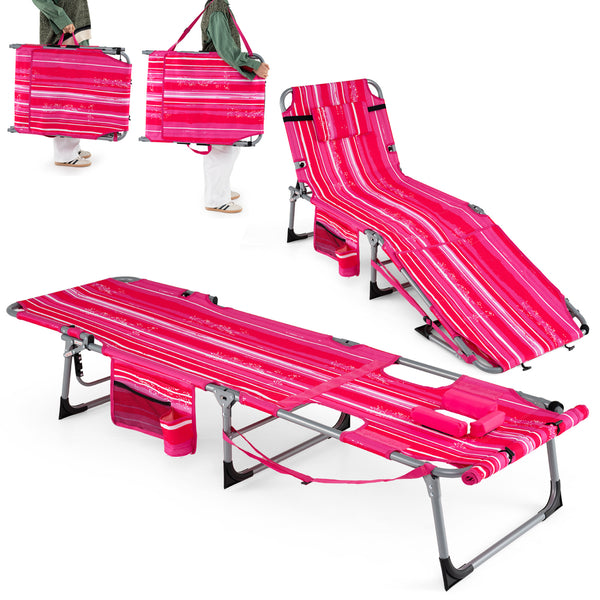 Face hole with U-shaped padding ensures comfortable lying face down<br>Arm openings provide additional relaxation during sunbathing<br>Face hole cover maintains cleanliness and offers more versatility<br>4-level adjustable backrest offers customizable rec