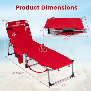 Face hole with U-shaped padding ensures comfortable lying face down<br>Arm openings provide additional relaxation during sunbathing<br>Face hole cover maintains cleanliness and offers more versatility<br>4-level adjustable backrest offers customizable rec
