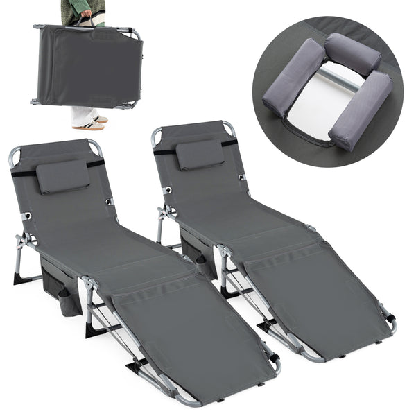 Face hole with U-shaped padding ensures comfortable lying face down<br>Arm openings provide additional relaxation during sunbathing<br>Face hole cover maintains cleanliness and offers more versatility<br>4-level adjustable backrest offers customizable rec