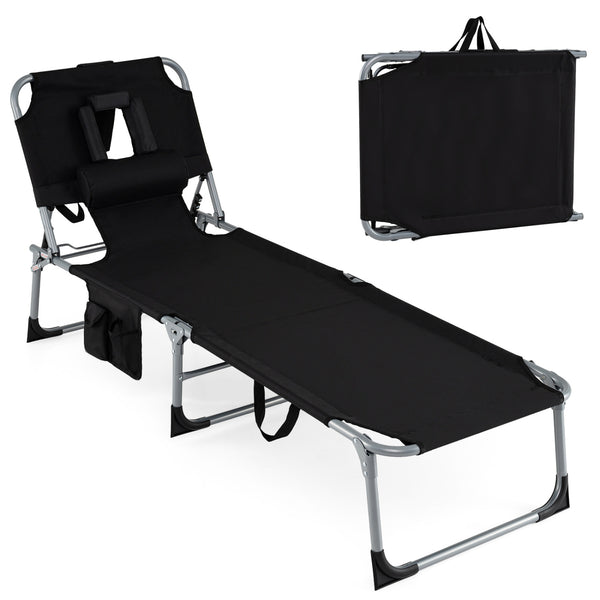 4-position adjustable back customized for different postures<br>2 footrest positions with flexible joints for more coziness<br>Built-in face hole and arm holes for face-down position<br>Removable head pillow enhances the comfort of lying<br>Folding chair 