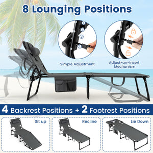 4-position adjustable back customized for different postures<br>2 footrest positions with flexible joints for more coziness<br>Built-in face hole and arm holes for face-down position<br>Removable head pillow enhances the comfort of lying<br>Folding chair 
