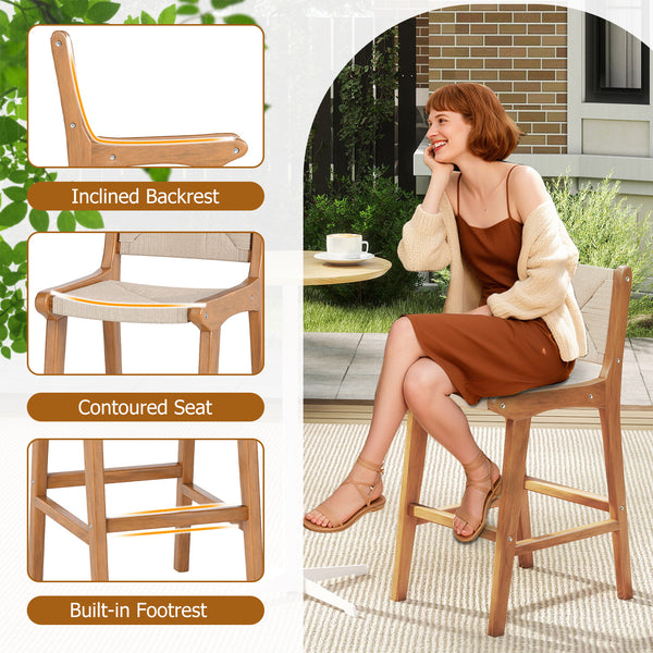 Designed for lasting outdoor appeal with hand-woven paper rope Provide a breathable seating experience for added comfort Its sun-protective feature ensures long-lasting performance Provide exceptional strength and natural beauty with solid teak wood Hold 