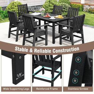 -Constructed of premium HDPE material that is easy-to-maintain and anti-cracking -Reclined high backrest helps you relax your body -Contoured seat provides support for your hips and thighs -Wide armrests allow you to comfortably rest your arms -Stainless 