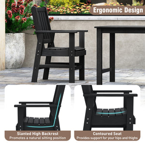 -Constructed of premium HDPE material that is easy-to-maintain and anti-cracking -Reclined high backrest helps you relax your body -Contoured seat provides support for your hips and thighs -Wide armrests allow you to comfortably rest your arms -Stainless 