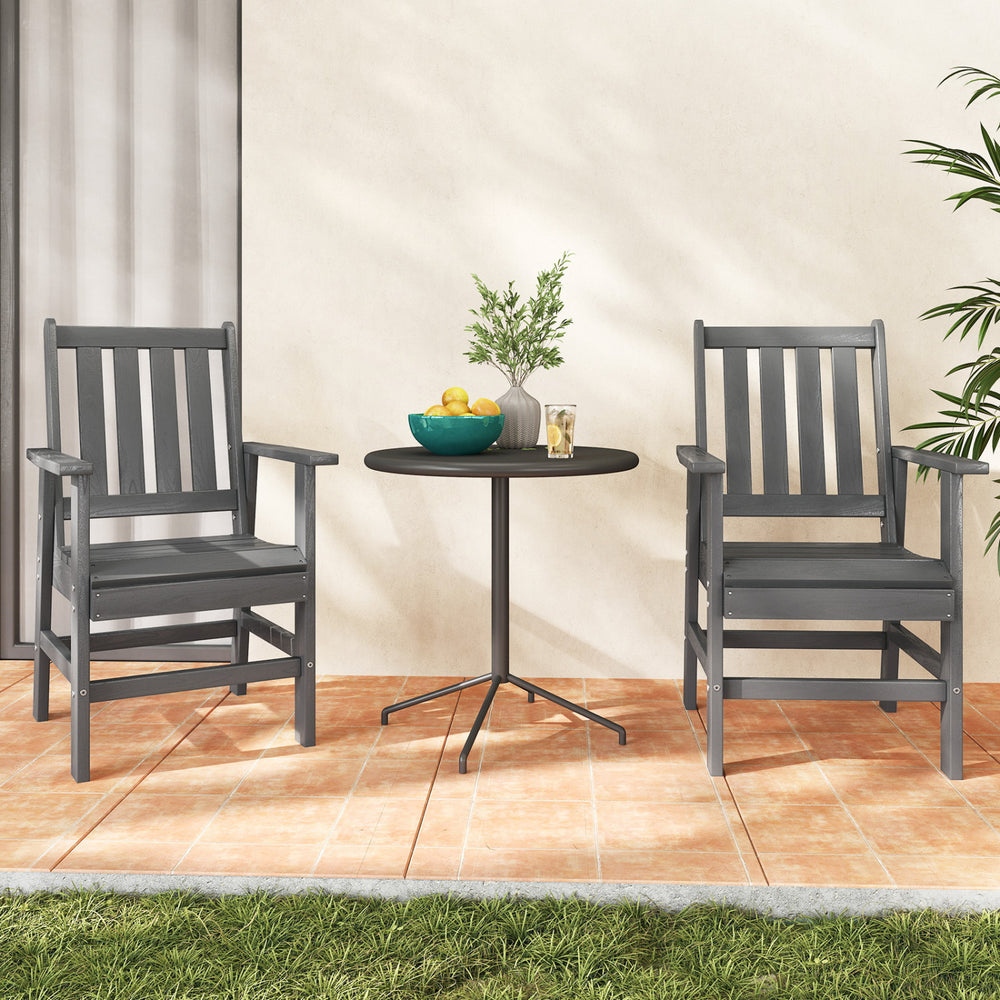  -Constructed of premium HDPE material that is easy-to-maintain and anti-cracking -Reclined high backrest helps you relax your body -Contoured seat provides support for your hips and thighs -Wide armrests allow you to comfortably rest your arms -Stainless 