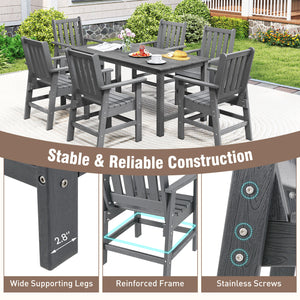 -Constructed of premium HDPE material that is easy-to-maintain and anti-cracking -Reclined high backrest helps you relax your body -Contoured seat provides support for your hips and thighs -Wide armrests allow you to comfortably rest your arms -Stainless 