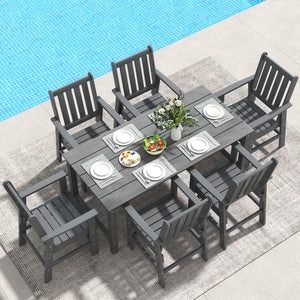 -Constructed of premium HDPE material that is easy-to-maintain and anti-cracking -Reclined high backrest helps you relax your body -Contoured seat provides support for your hips and thighs -Wide armrests allow you to comfortably rest your arms -Stainless 
