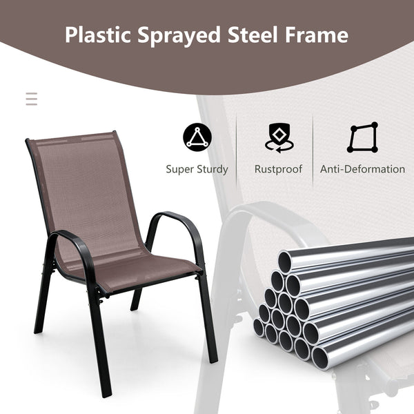 Stackable design for space-saving<br>Lightweight structure for easy movement<br>Fit your body curve perfectly with incline backrest and wide seat<br>Ergonomic armrest for arm relaxation<br>High-quality fabric for breathability and fast drying<br>Hold up t