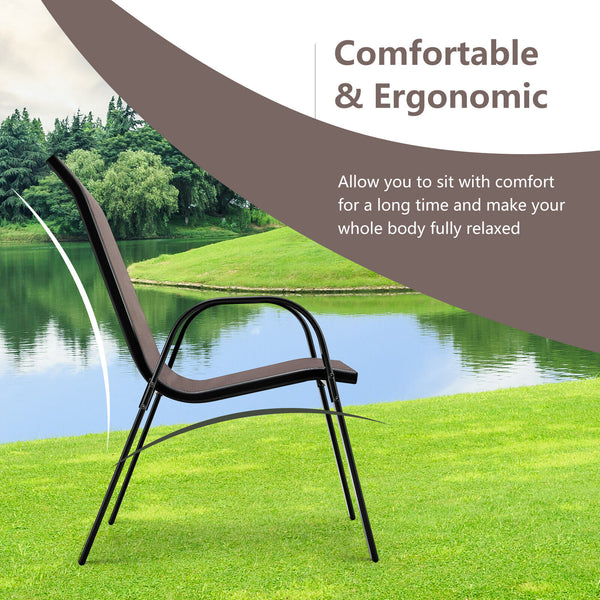 Stackable design for space-saving<br>Lightweight structure for easy movement<br>Fit your body curve perfectly with incline backrest and wide seat<br>Ergonomic armrest for arm relaxation<br>High-quality fabric for breathability and fast drying<br>Hold up t