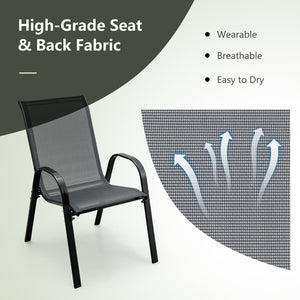 Stackable design for space-saving<br>Lightweight structure for easy movement<br>Fit your body curve perfectly with incline backrest and wide seat<br>Ergonomic armrest for arm relaxation<br>High-quality fabric for breathability and fast drying<br>Hold up t