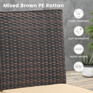 Soft to sit on thanks to the comfortable and removable cushions <br>Avoid cushions being moved with fixed ropes <br>All the covers can be detached for easy cleaning <br>Please take cushions back home if it rains <br>Durable black PE rattan for weather res