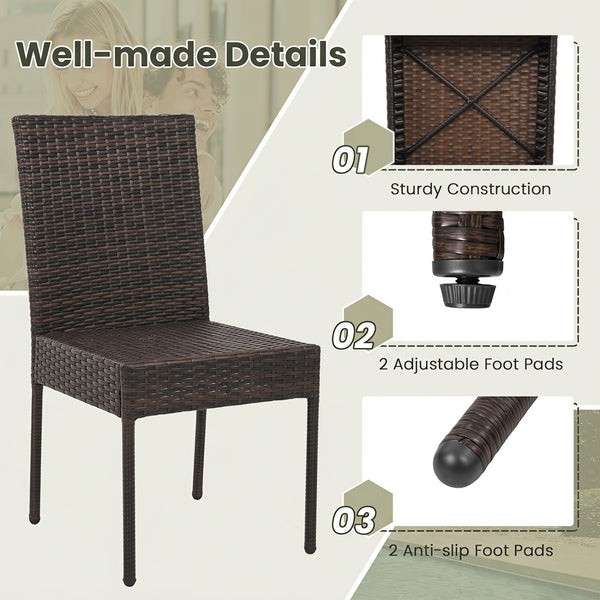 Soft to sit on thanks to the comfortable and removable cushions <br>Avoid cushions being moved with fixed ropes <br>All the covers can be detached for easy cleaning <br>Please take cushions back home if it rains <br>Durable black PE rattan for weather res