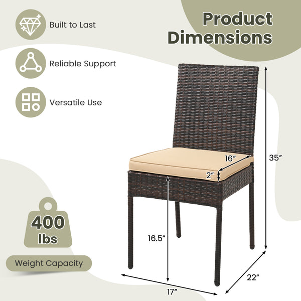 Soft to sit on thanks to the comfortable and removable cushions <br>Avoid cushions being moved with fixed ropes <br>All the covers can be detached for easy cleaning <br>Please take cushions back home if it rains <br>Durable black PE rattan for weather res