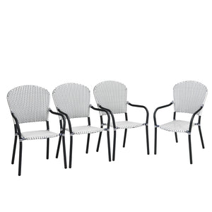Are you bothered to find a comfortable outdoor furniture set? These set of 4 outdoor rattan dining chairs are the perfect solution for you! Â  These stacking chairs are a great addition to different outdoor places  such as poolside  garden  backyard and p