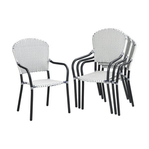 Are you bothered to find a comfortable outdoor furniture set? These set of 4 outdoor rattan dining chairs are the perfect solution for you! Â  These stacking chairs are a great addition to different outdoor places  such as poolside  garden  backyard and p