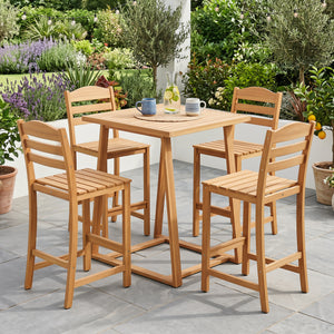 Solid acacia wood frame to create a reliable outdoor seating<br>Reinforced high strength structure loads up to 800 lbs<br>Slatted seat and back with better airflow on warm days<br>Curved backrest promotes relaxation and natural posture<br>Built-in footres