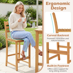 Solid acacia wood frame to create a reliable outdoor seating<br>Reinforced high strength structure loads up to 800 lbs<br>Slatted seat and back with better airflow on warm days<br>Curved backrest promotes relaxation and natural posture<br>Built-in footres
