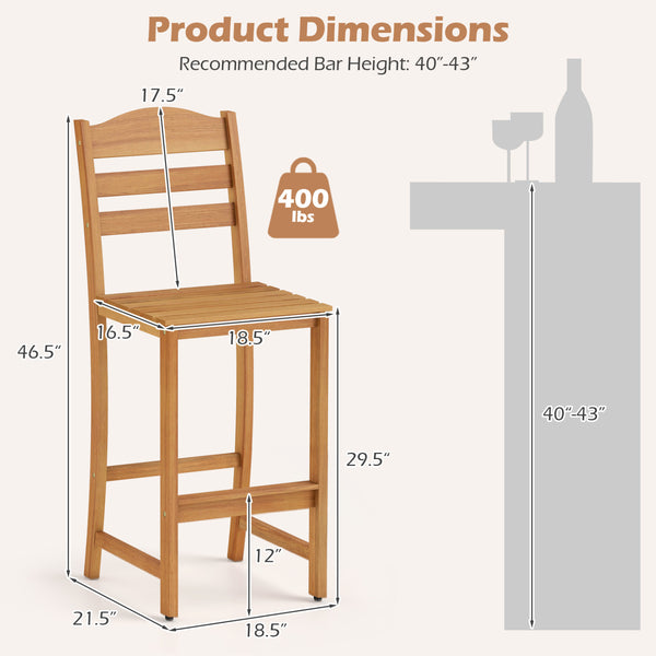 Solid acacia wood frame to create a reliable outdoor seating<br>Reinforced high strength structure loads up to 800 lbs<br>Slatted seat and back with better airflow on warm days<br>Curved backrest promotes relaxation and natural posture<br>Built-in footres