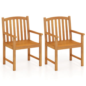 Built to last for long service life with solid acacia wood<br>Relieve spinal stress with inclined backrest<br>Offer great arm support with built-in armrests<br>Wide slatted seat for ventilated comfort<br>Enhanced robustness with thick boards and reinforce