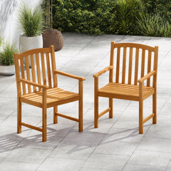 Built to last for long service life with solid acacia wood<br>Relieve spinal stress with inclined backrest<br>Offer great arm support with built-in armrests<br>Wide slatted seat for ventilated comfort<br>Enhanced robustness with thick boards and reinforce