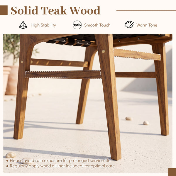 Natural teak elegance brings a warm tone and high stability to your outdoor space<br>The smooth touch accounts for an undeniably premium tactile feeling<br>These reinforced crossbars provide uncompromising structural strength<br>Remain reliable and enduri