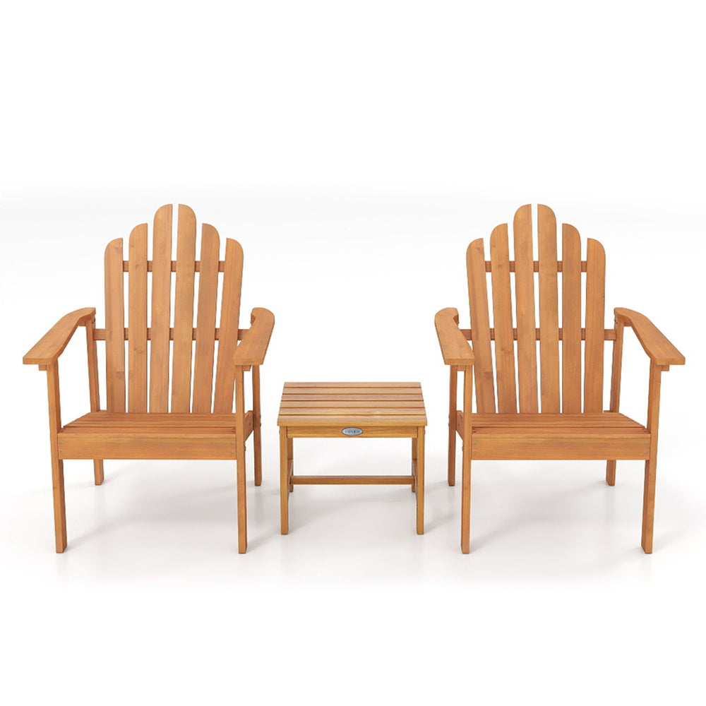 Built to last with natural and sturdy acacia wood <br>Angled backrest for better support during longer sitting <br>Wide armrests enable you to rest and relax your arms <br>More comfortable to sit thanks to a gently sloped seat <br>2 Adirondack chairs stac