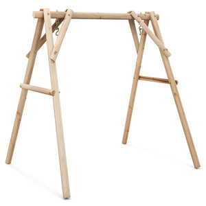 Matches most swings like rope swings  mesh swings  etc<br>High-quality solid wood material consists of a strong and durable stand<br>Suitable for backyard  patio  porch  garden and more<br>A-shaped frame makes the stand more stable<br>Reinforced screws an