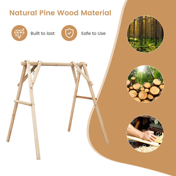 Matches most swings like rope swings  mesh swings  etc<br>High-quality solid wood material consists of a strong and durable stand<br>Suitable for backyard  patio  porch  garden and more<br>A-shaped frame makes the stand more stable<br>Reinforced screws an