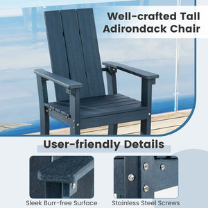 Bar height ardirondack chair matches most outdoor bar tables and counters<br>Ergonomically designed high back chair for maximum seating comfort<br>Reinforced back frame for reliable usage<br>Wide armrests to relax your arms<br>Built-in footrest to provide