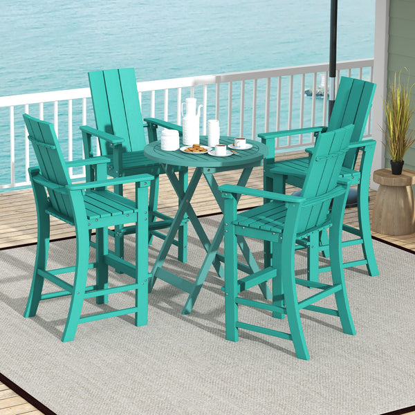 Bar height ardirondack chair matches most outdoor bar tables and counters<br>Ergonomically designed high back chair for maximum seating comfort<br>Reinforced back frame for reliable usage<br>Wide armrests to relax your arms<br>Built-in footrest to provide