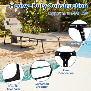 Face and arm slots for comfortable face-down lounging<br>Adjustable backrest ensures personalized reclining positions<br>Compact folding design makes it easy to transport and store<br>Equipped with a carry strap to facilitate mobility<br>Removable pillow 