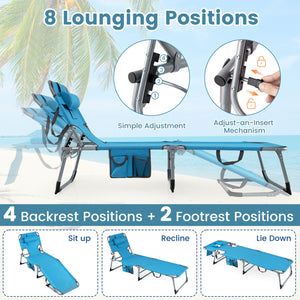 Face and arm slots for comfortable face-down lounging<br>Adjustable backrest ensures personalized reclining positions<br>Compact folding design makes it easy to transport and store<br>Equipped with a carry strap to facilitate mobility<br>Removable pillow 