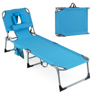 Face and arm slots for comfortable face-down lounging<br>Adjustable backrest ensures personalized reclining positions<br>Compact folding design makes it easy to transport and store<br>Equipped with a carry strap to facilitate mobility<br>Removable pillow 