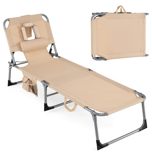 Face and arm slots for comfortable face-down lounging<br>Adjustable backrest ensures personalized reclining positions<br>Compact folding design makes it easy to transport and store<br>Equipped with a carry strap to facilitate mobility<br>Removable pillow 