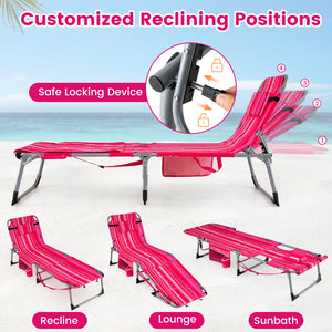 Face hole with U-shaped padding ensures comfortable lying face down<br>Arm openings provide additional relaxation during sunbathing<br>Face hole cover maintains cleanliness and offers more versatility<br>4-level adjustable backrest offers customizable rec