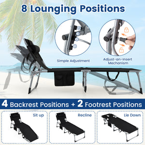Face and arm slots for comfortable face-down lounging<br>Adjustable backrest ensures personalized reclining positions<br>Compact folding design makes it easy to transport and store<br>Equipped with a carry strap to facilitate mobility<br>Removable pillow 