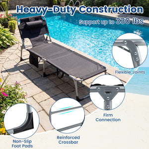 Face and arm slots for comfortable face-down lounging<br>Adjustable backrest ensures personalized reclining positions<br>Compact folding design makes it easy to transport and store<br>Equipped with a carry strap to facilitate mobility<br>Removable pillow 