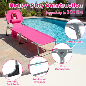 Face and arm slots for comfortable face-down lounging<br>Adjustable backrest ensures personalized reclining positions<br>Compact folding design makes it easy to transport and store<br>Equipped with a carry strap to facilitate mobility<br>Removable pillow 