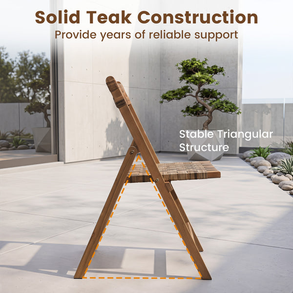 Solid teak construction easily can provide years of reliable support<br>A stable triangular structure for confidently supporting up to 400 pounds<br>Stay breathable and sun-protective with hand-woven PE rattan<br>A 110-degree contoured and angled back ens