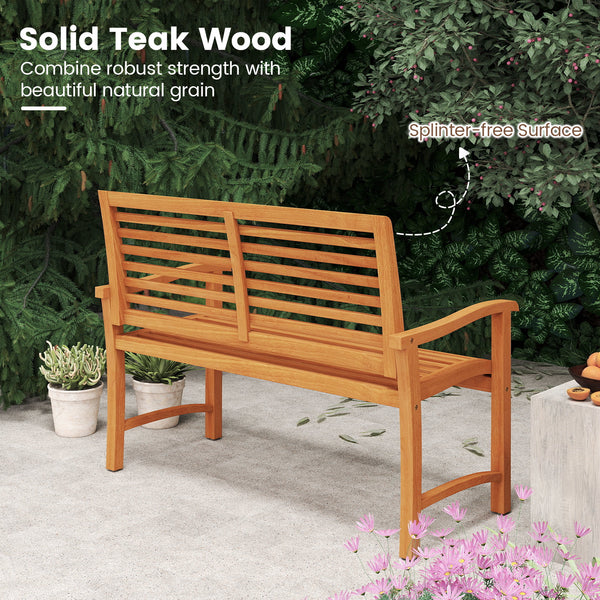 The teak wood combines robust strength with beautiful natural grain<br>Splinter-free surface for a safe and comfortable touch<br>Ensure lasting stability and reliability with sturdy construction<br>Support up to 800 lbs to accommodate 2 people sturdily<br