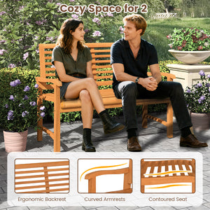 The teak wood combines robust strength with beautiful natural grain<br>Splinter-free surface for a safe and comfortable touch<br>Ensure lasting stability and reliability with sturdy construction<br>Support up to 800 lbs to accommodate 2 people sturdily<br